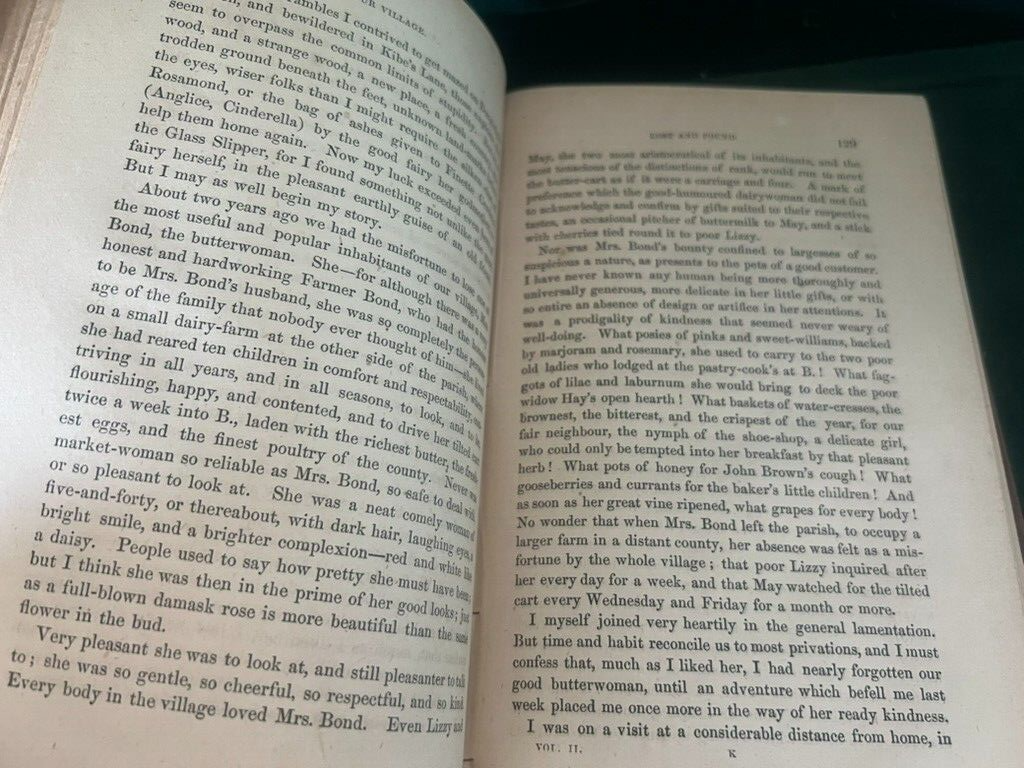 🔴 Buch UNSER DORF Mary Russel Mitford Englischsprachiges SELTENES antikes Buch von 1870 