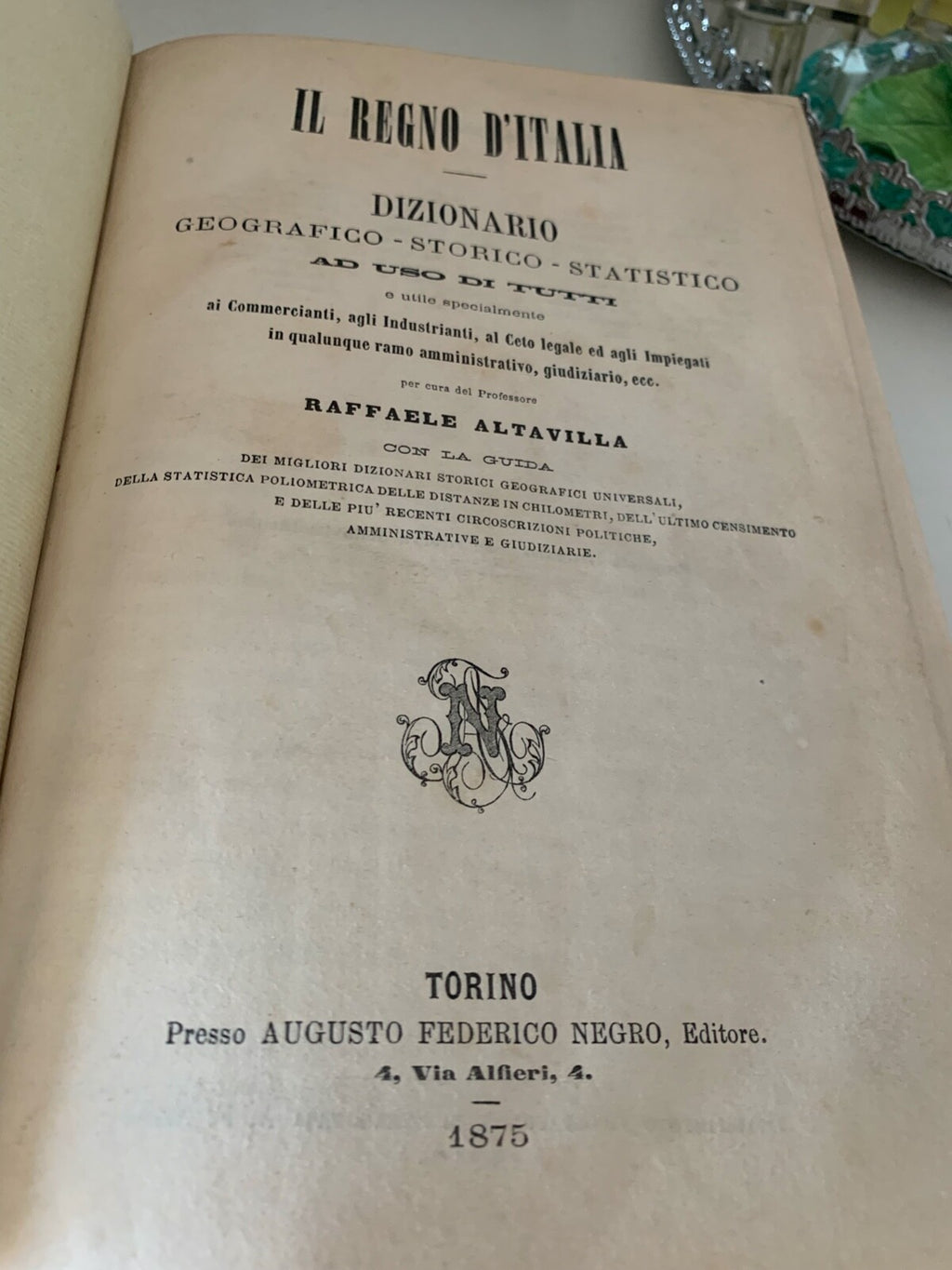 🔴 Book KINGDOM OF ITALY historical geographical dictionary Altavilla antique 1875 