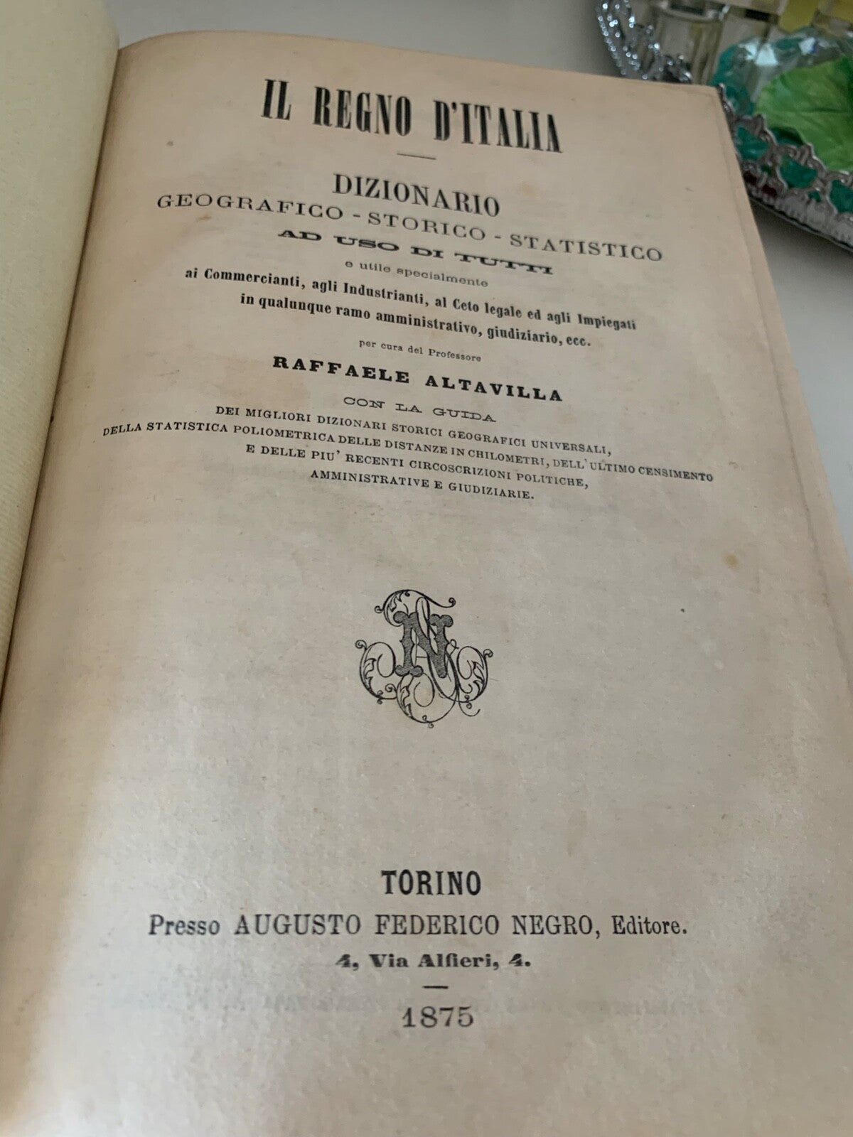 🔴 Book KINGDOM OF ITALY historical geographical dictionary Altavilla antique 1875 
