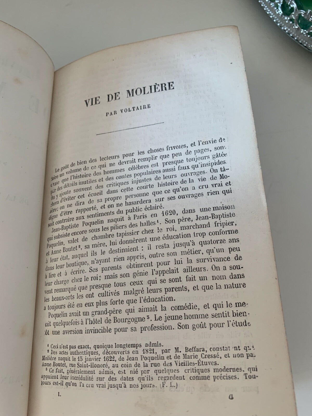 🔴 OUVRES COMPLETES De Moliere 1 volume by Voltaire antique book 1890 