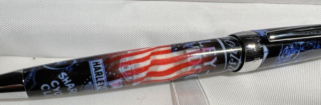 🔴 WATERMAN HARLEY DAVIDSON motorcycle American flag ballpoint pen writes 