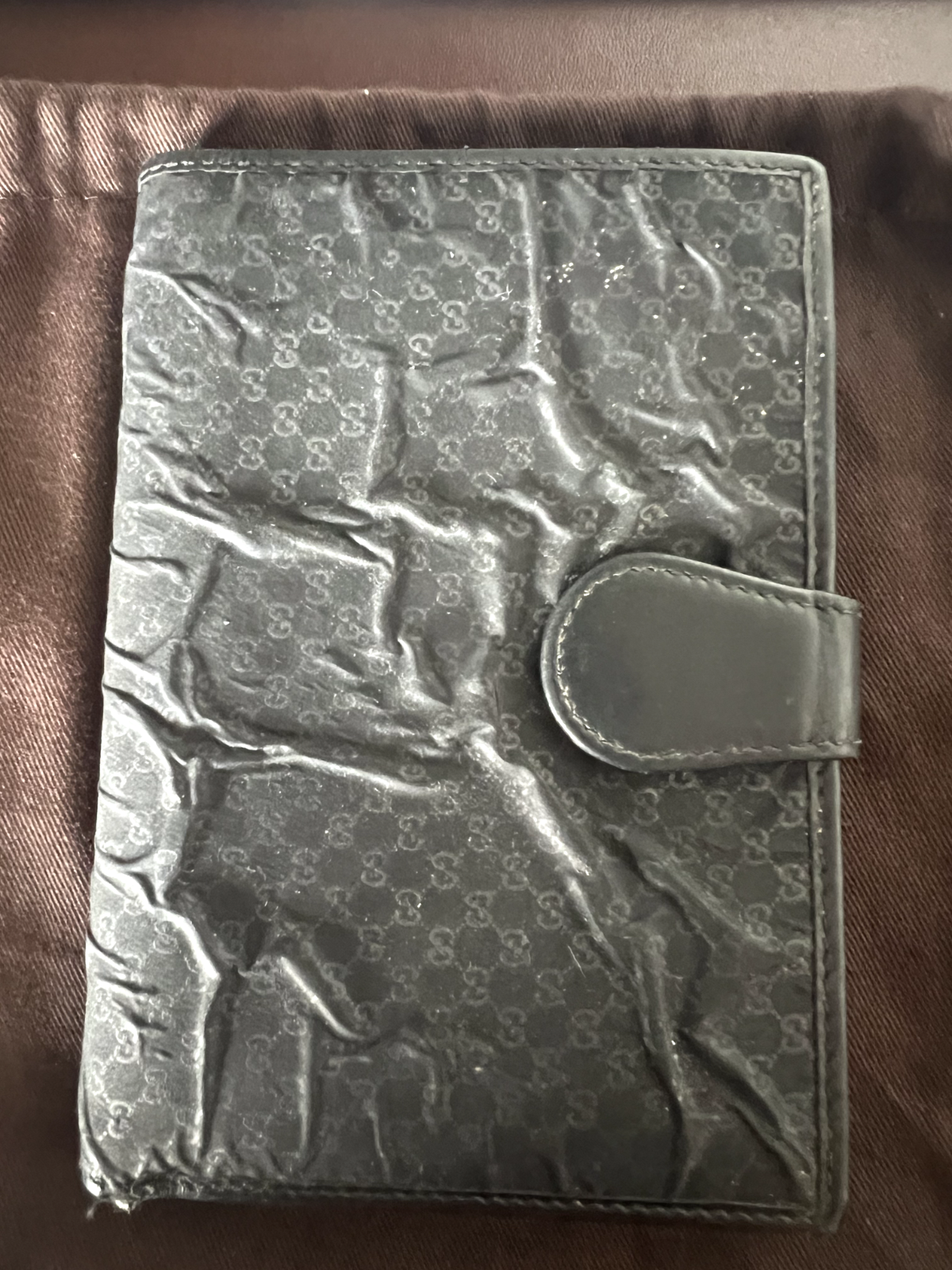 🔴 GUCCI portafoglio donna tessuto pelle nera tasca banconote ORIGINALE vintage