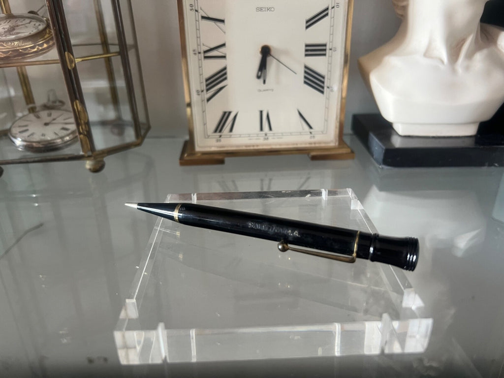🔴 EUCHESSINA mechanical pencil, black, gold-plated, vintage pencil from the 1970s 