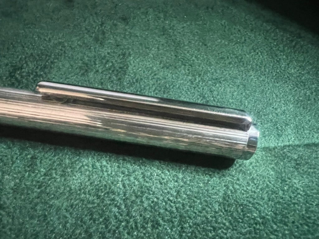 Stylo-Plume Sphère Argent 925 Massif Corps Rayé Écrit Avec Trousse 5