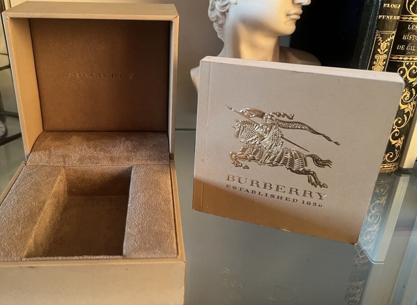 🔴 BURBERRY box scatola orologio ISTRUZIONI custodia grande L 11,5 VINTAGE