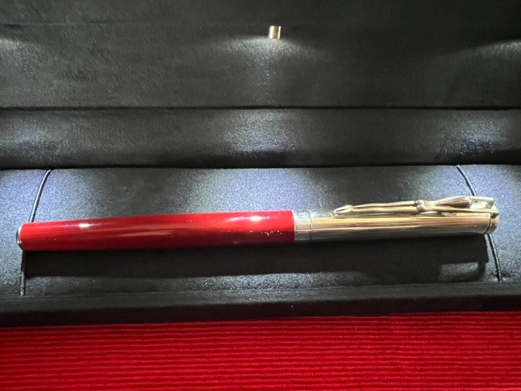 🔴 OTTAVIANI penna sfera ARGENTO 925 MASSICCIO lacca scultura corpo donna