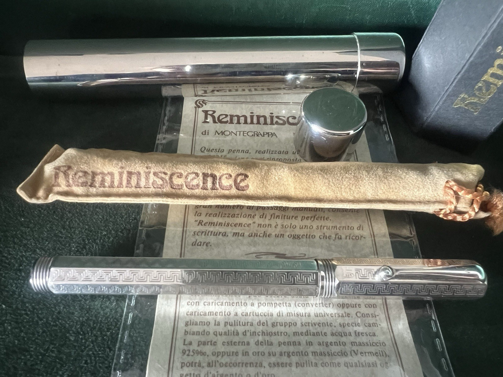 🔴 MONTEGRAPPA penna stilografica ARGENTO 925 Reminiscence greca pennino ORO F