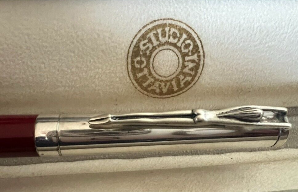 🔴 OTTAVIANI penna sfera ARGENTO 925 MASSICCIO lacca scultura corpo donna