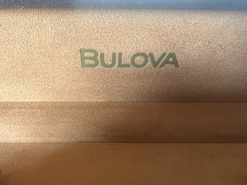 🔴 BULOVA box scatola orologio cofanetto custodia floccato marrone vintage