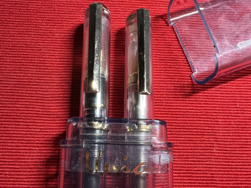 🔴 UNIC penna stilografica e sfera roller DEMONSTRATOR trasparenti vintage 1990