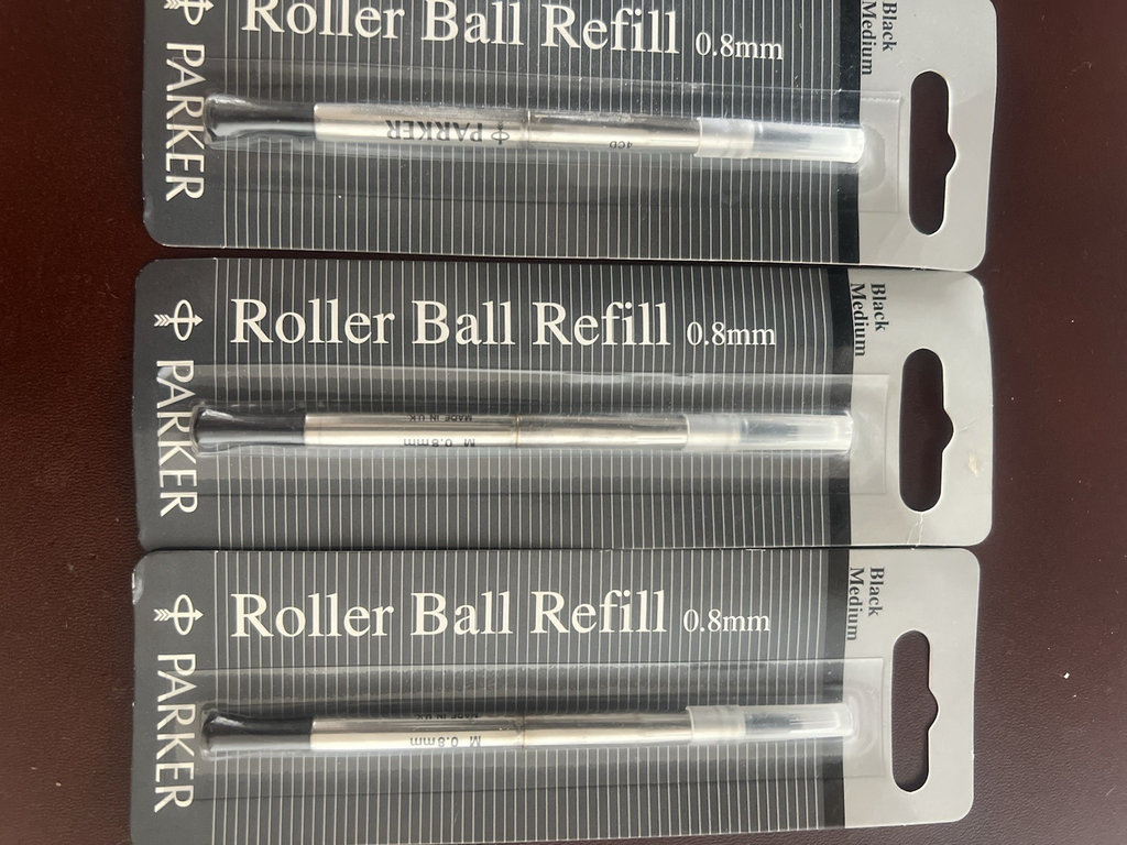 Parker Recharge Stylo-Plume Roller Ball Encre Noir M 3 Pièces Recharge