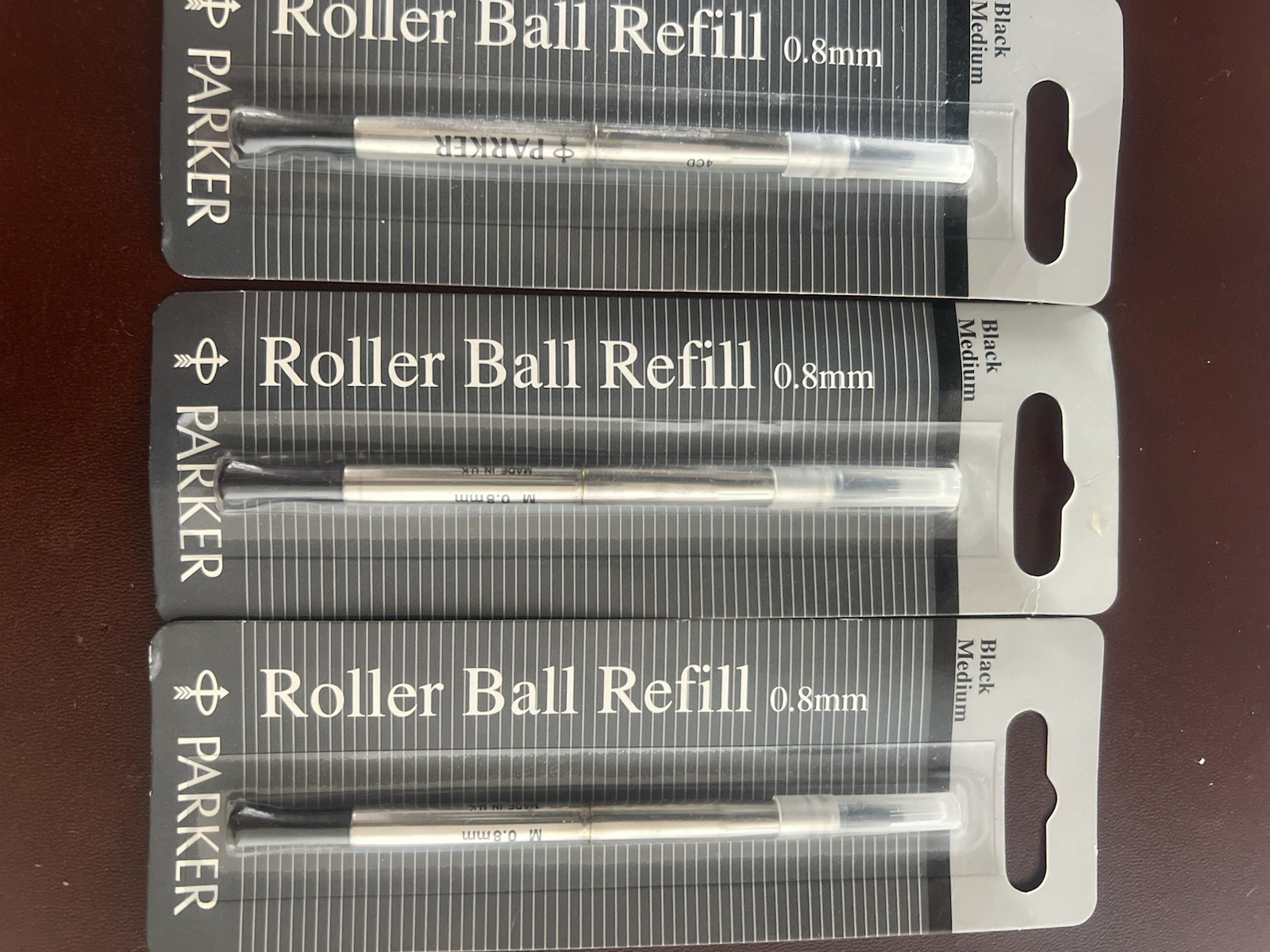 Parker Recharge Stylo-Plume Roller Ball Encre Noir M 3 Pièces Recharge