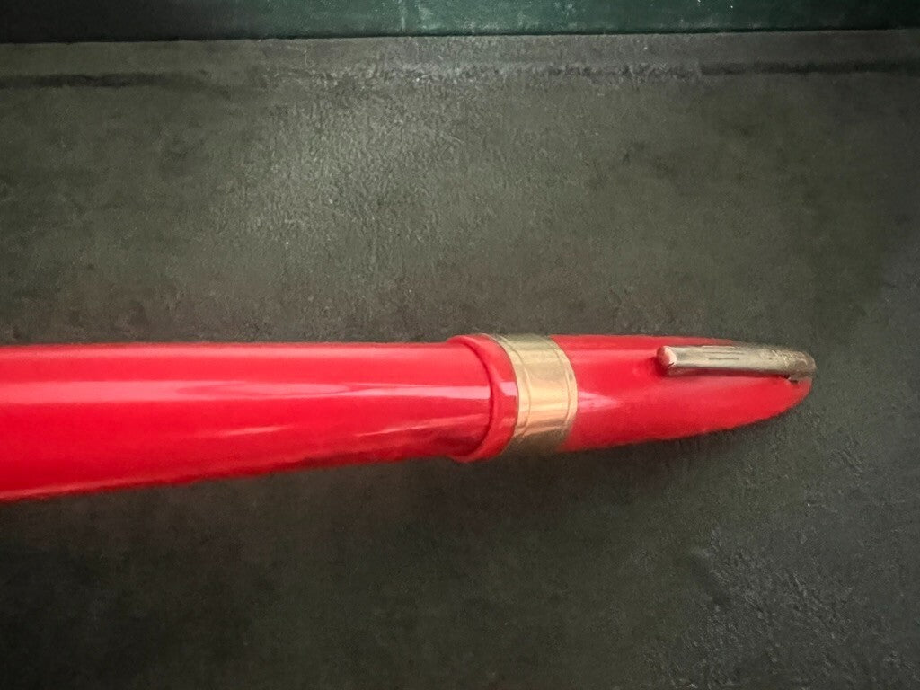 Wearever Stylo-Plume Stylo à Plume Celluloid Orange Levier Écrit USA '30 