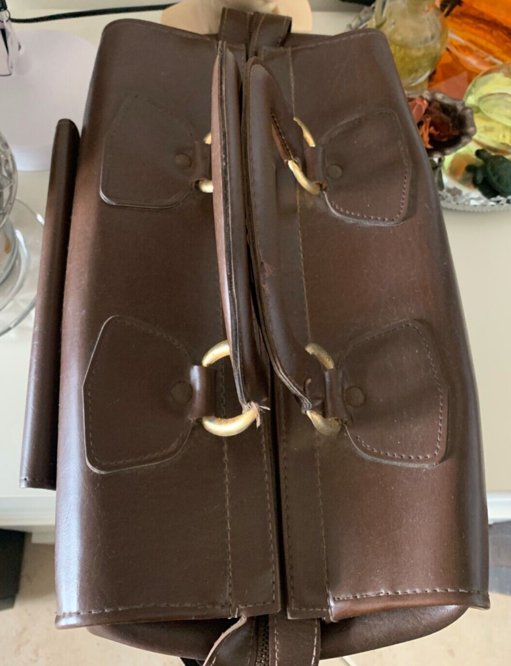🔴 Borsa DOTTORE marrone in similpelle vintage da collezione