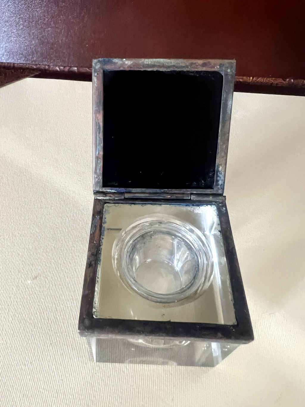 🔴 CALAMAIO inchiostro penna stilografica da scrivania VETRO marmo vintage