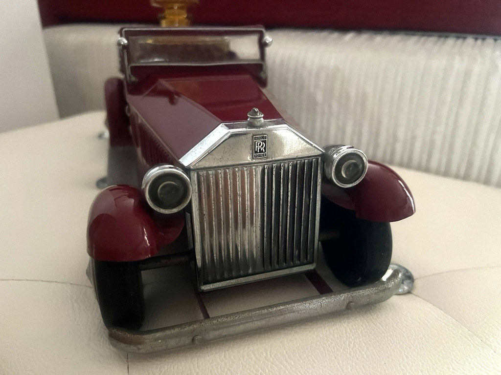 🔴 ROLLS ROYCE auto Set Bar VIP rosso decanter bicchieri cristallo vintage '60