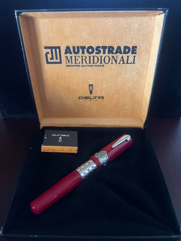 🔴 DELTA penna stilografica Alfa Romeo Giulietta rossa Argento 925 e ORO 18 KT M