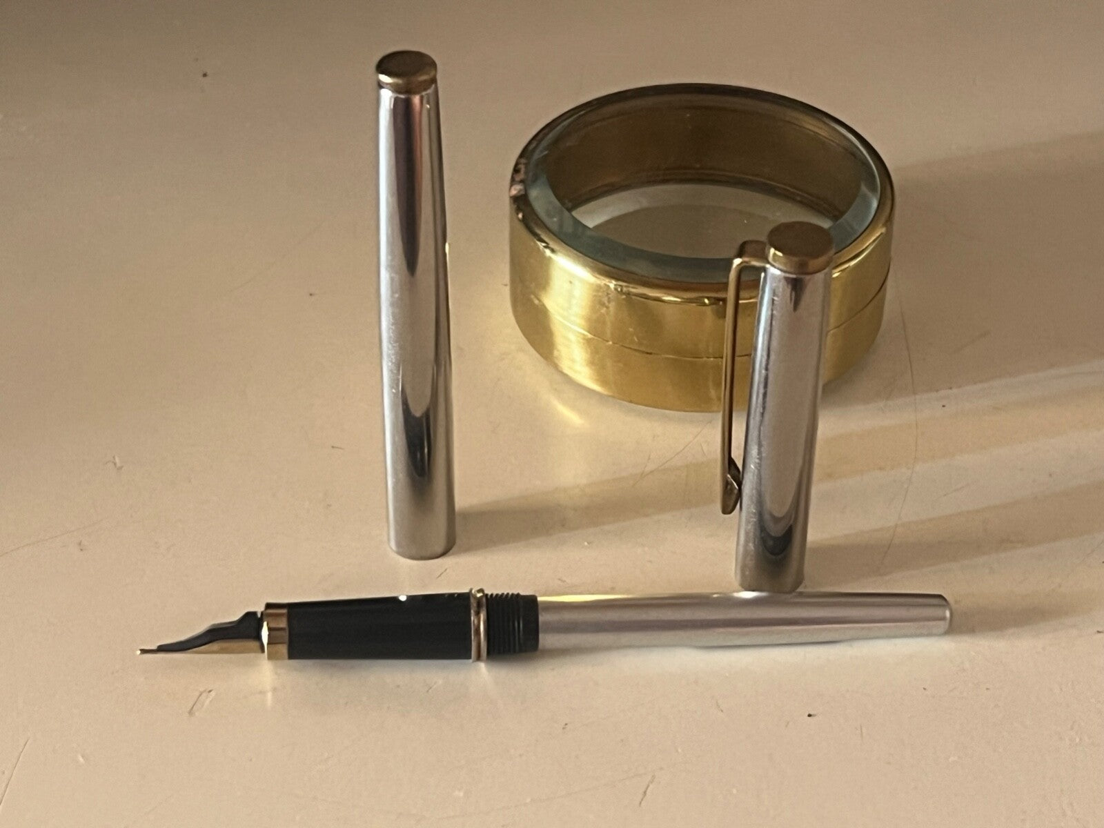 GS Stylo-Plume Stylo à Plume Chrome Sac À Pression Encre Vintage