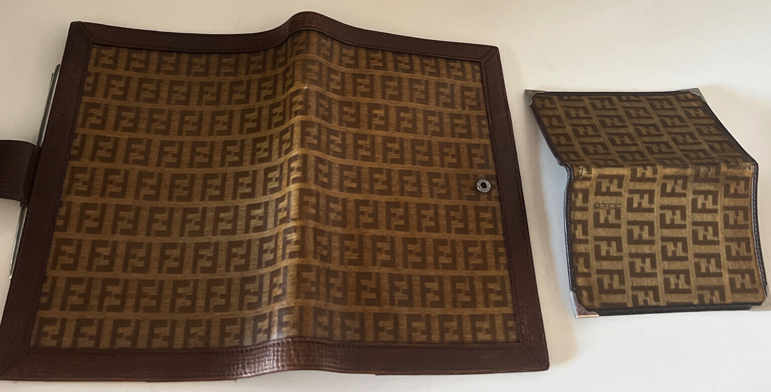 🔴 FENDI porta agenda + portafoglio Zucca tessuto plastificato vintage