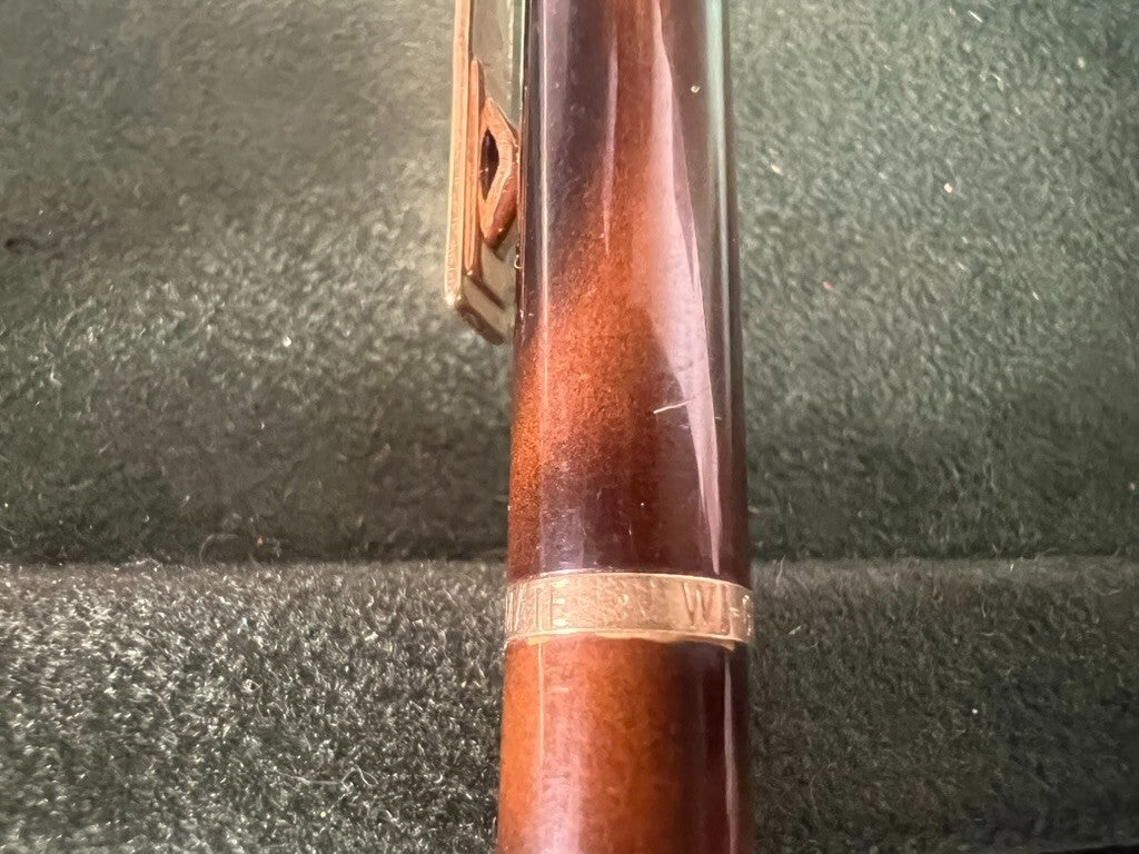 🔴 PAPERMATE penna sfera lacca marmorizzata profili dorati astuccio vintage