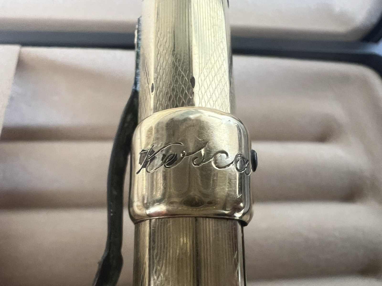 🔴 KOSCA mechanical pencil guilloche 18k gold plated antique pencil early 1900s 