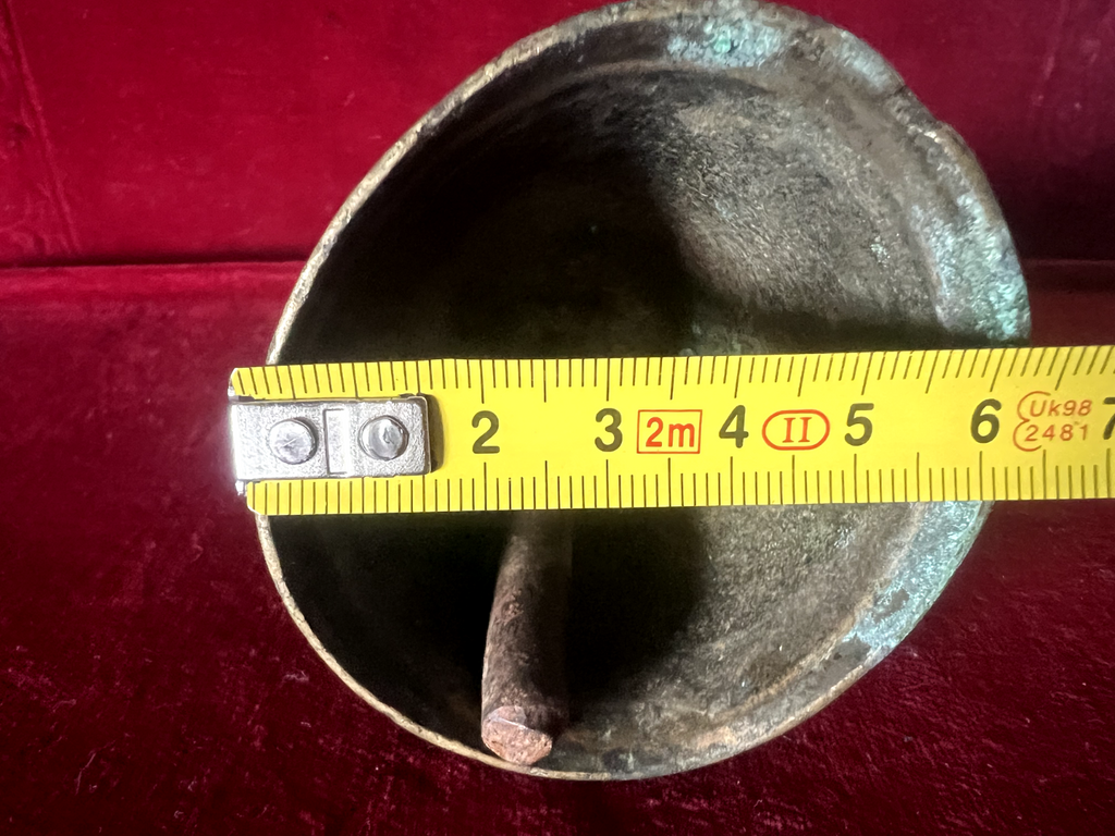 🔴 CAMPANELLO campanella campana metallo bronzo a mano da altare h 9 cm vintage