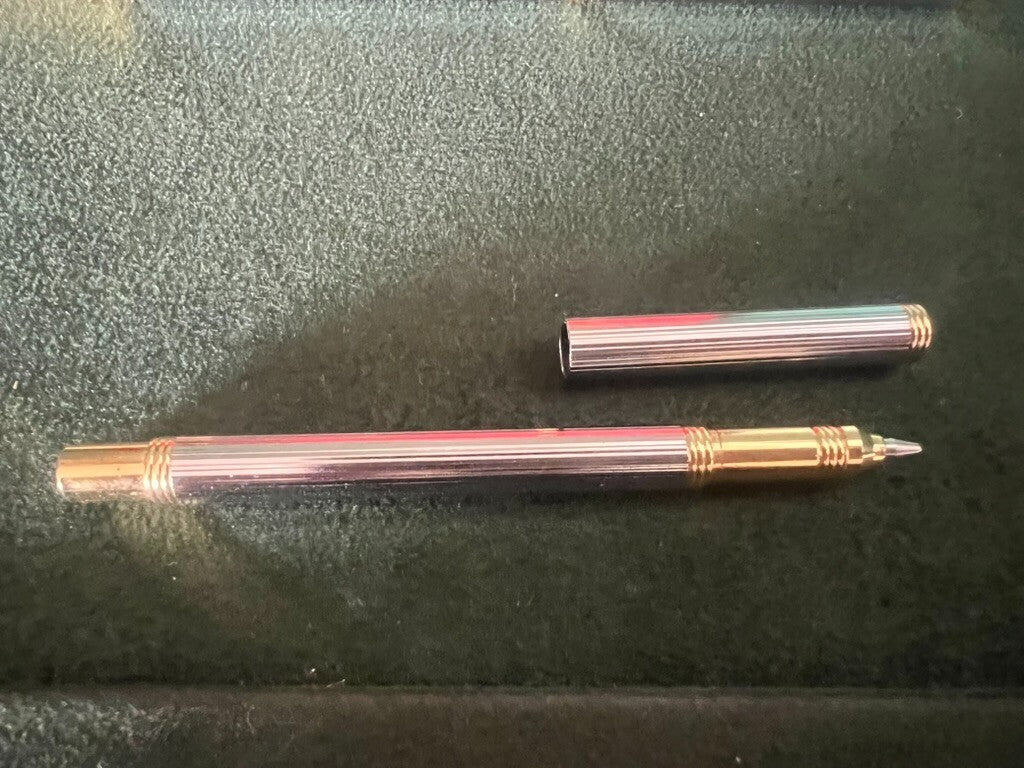 🔴 Penna stilografica e sfera mini e standard metallo cromate scrivono vintage