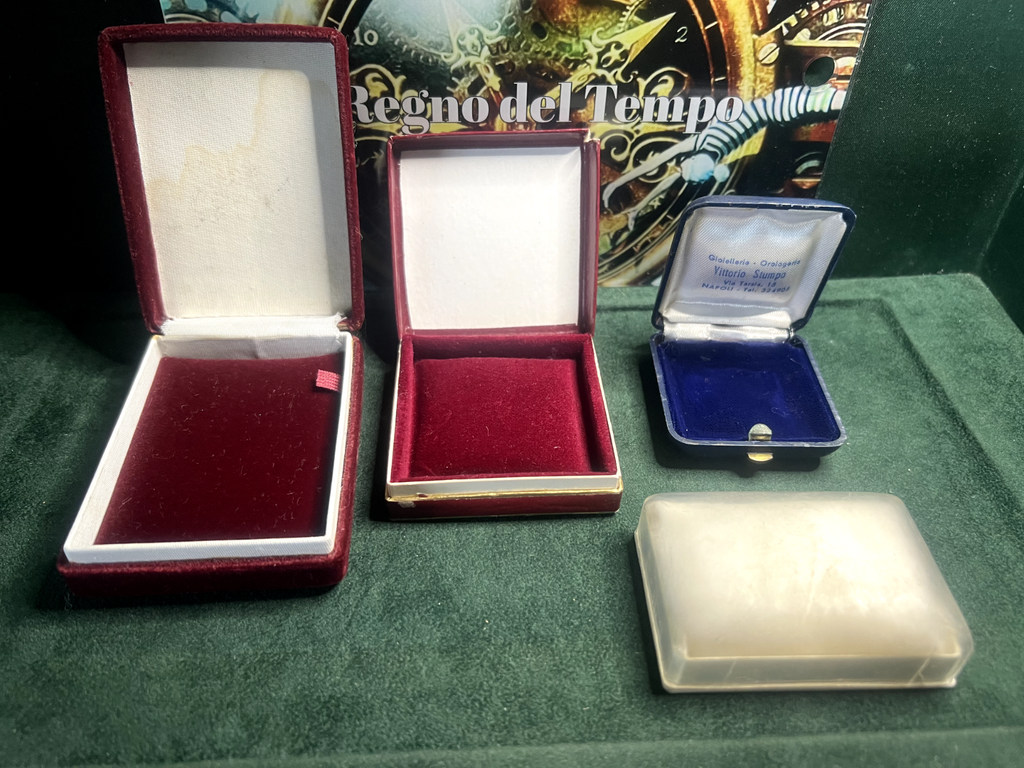 🔴 Vintage Schmuckkästchen für Anhänger, Ohrringe, Manschettenknöpfe, Etuis, 4er-Set, Nr. 12 