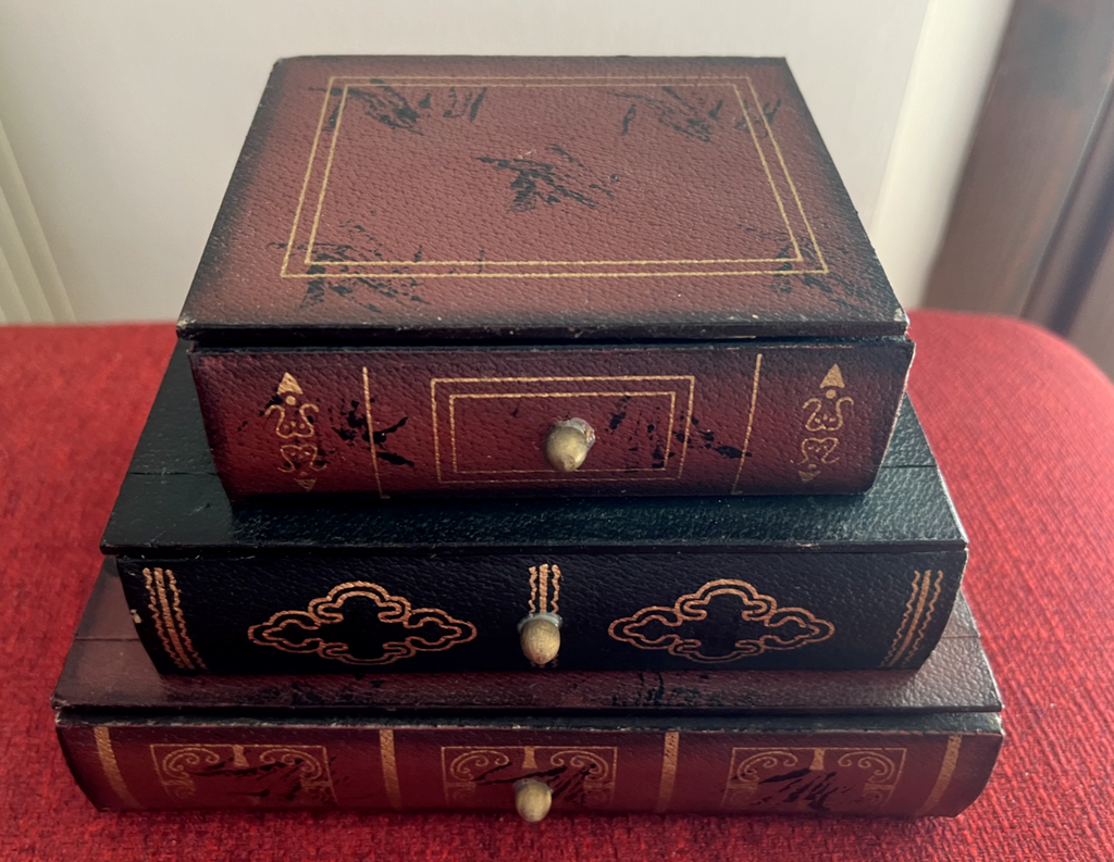 🔴 LIBRI contenitori cassaforte nascondiglio preziosi con pomelli pelle L 22 cm