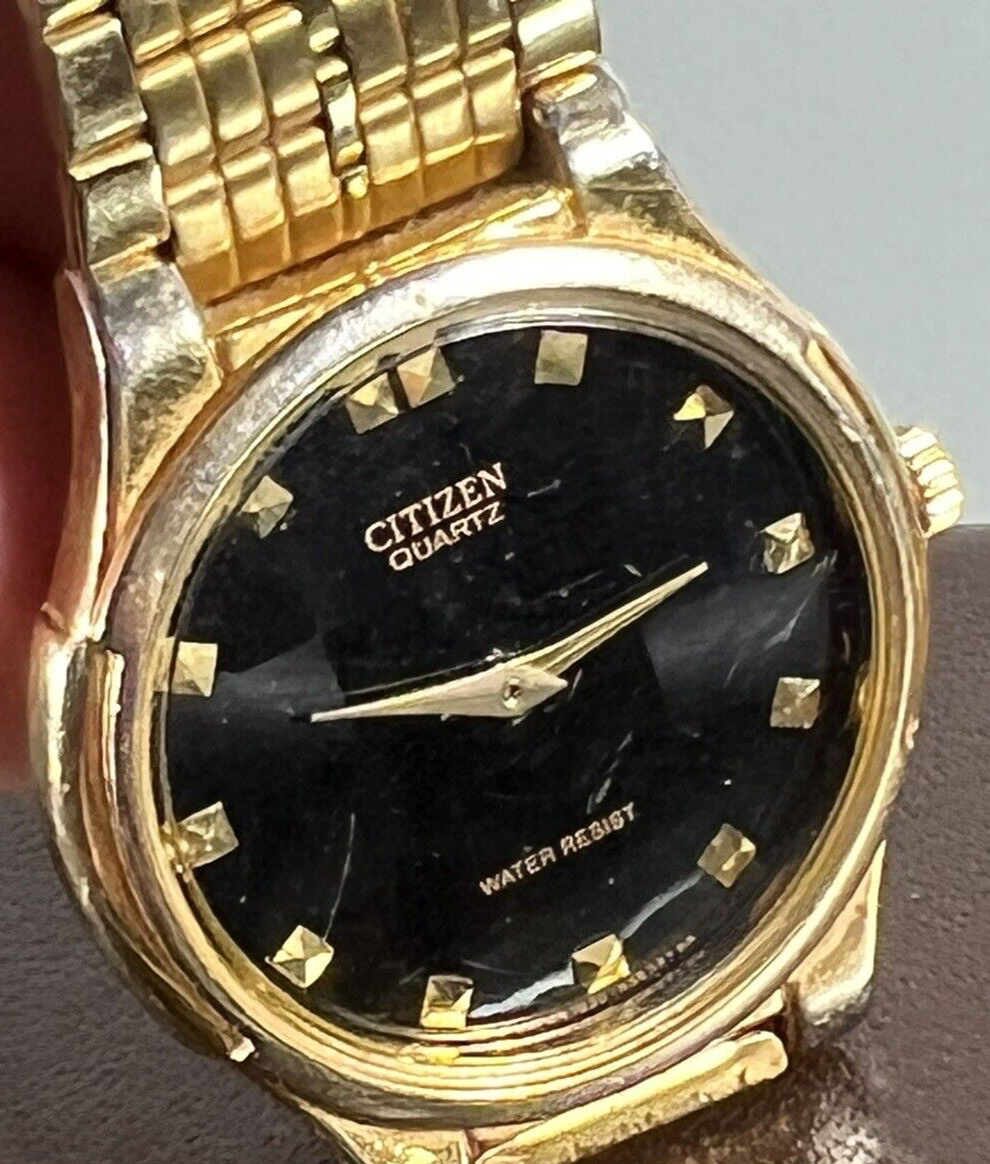 🔴 CITIZEN orologio uomo dorato GN0 S6100S5779 quarzo con scatola vintage