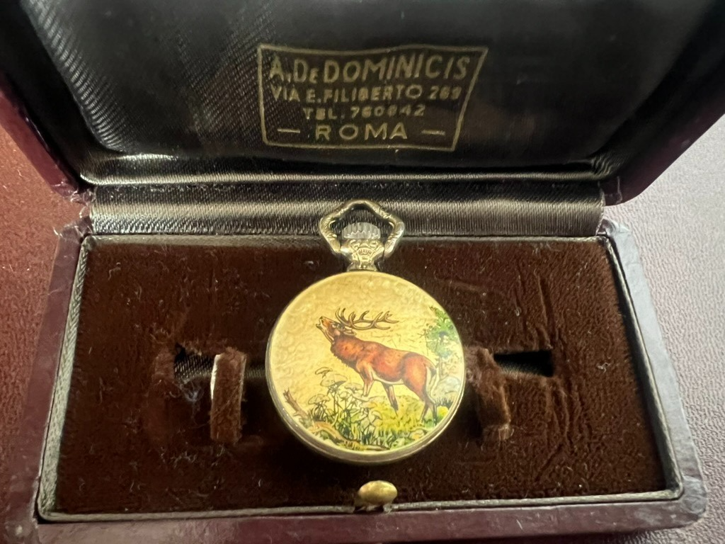 Montre Poche Moose Peint A Vernis PIERRE DENILL Remontage Manuel Vintage