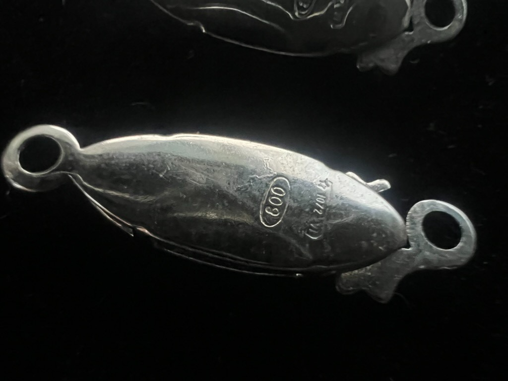 🔴 ARGENTO 800 chiusure collana gancio 1 filo con pietre vintage 3 PEZZI