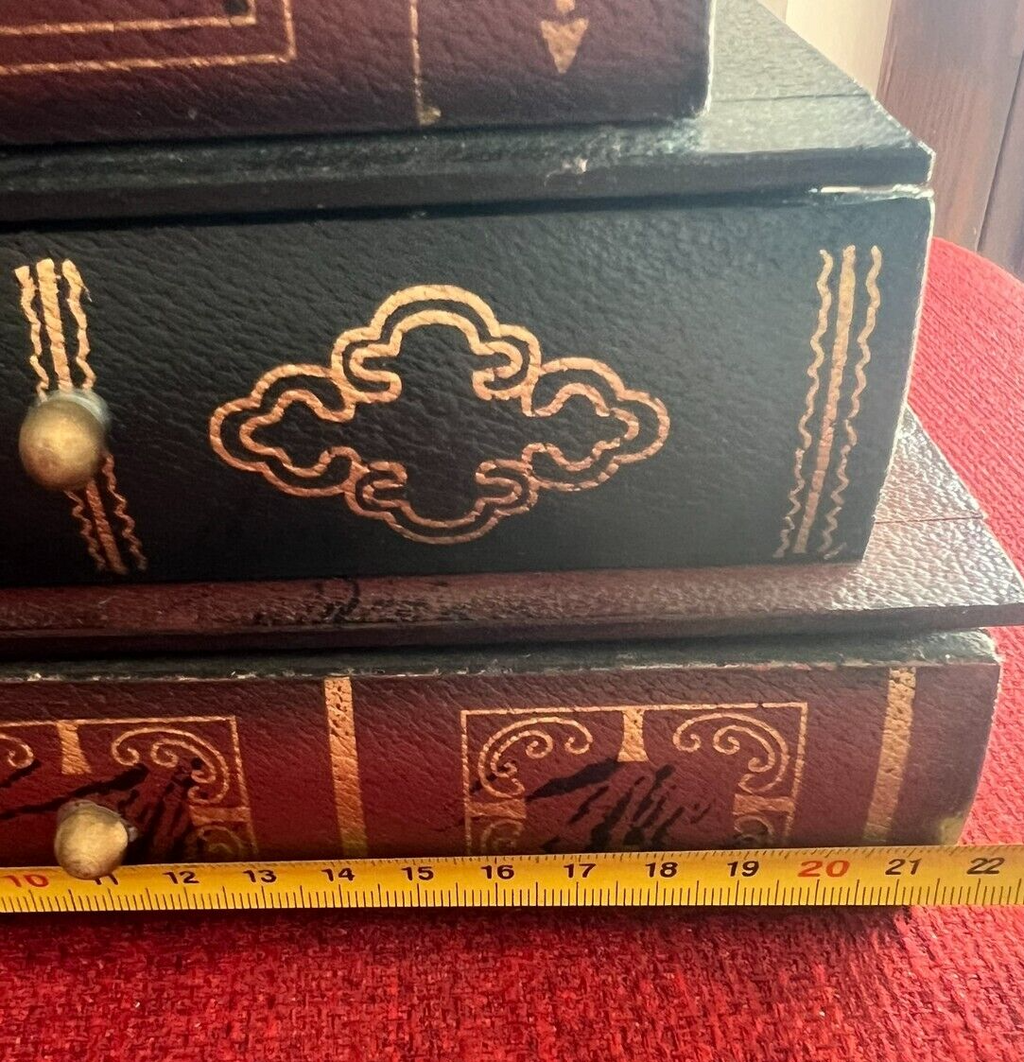 🔴 LIBRI contenitori cassaforte nascondiglio preziosi con pomelli pelle L 22 cm