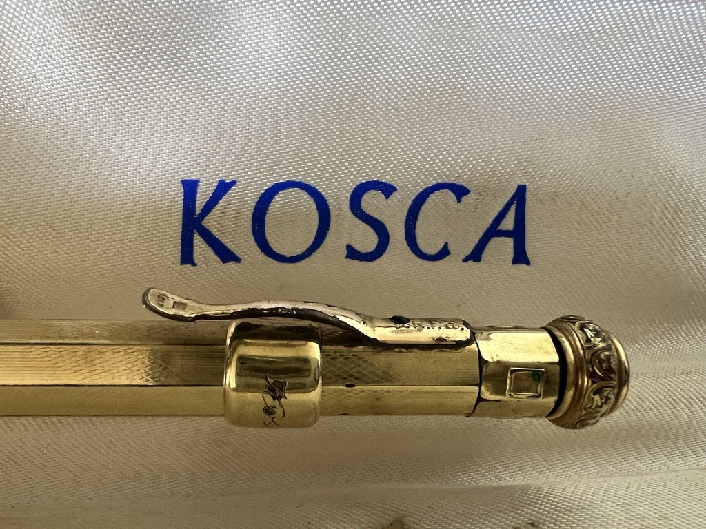 🔴 KOSCA mechanical pencil guilloche 18k gold plated antique pencil early 1900s 