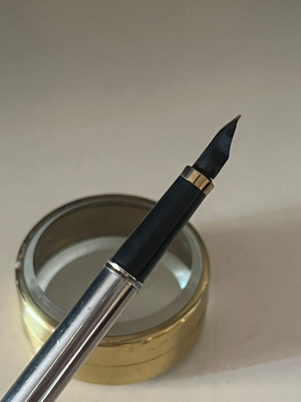 GS Pen Fountain Pen Chrome Pouch To Pressure Ink Vintage