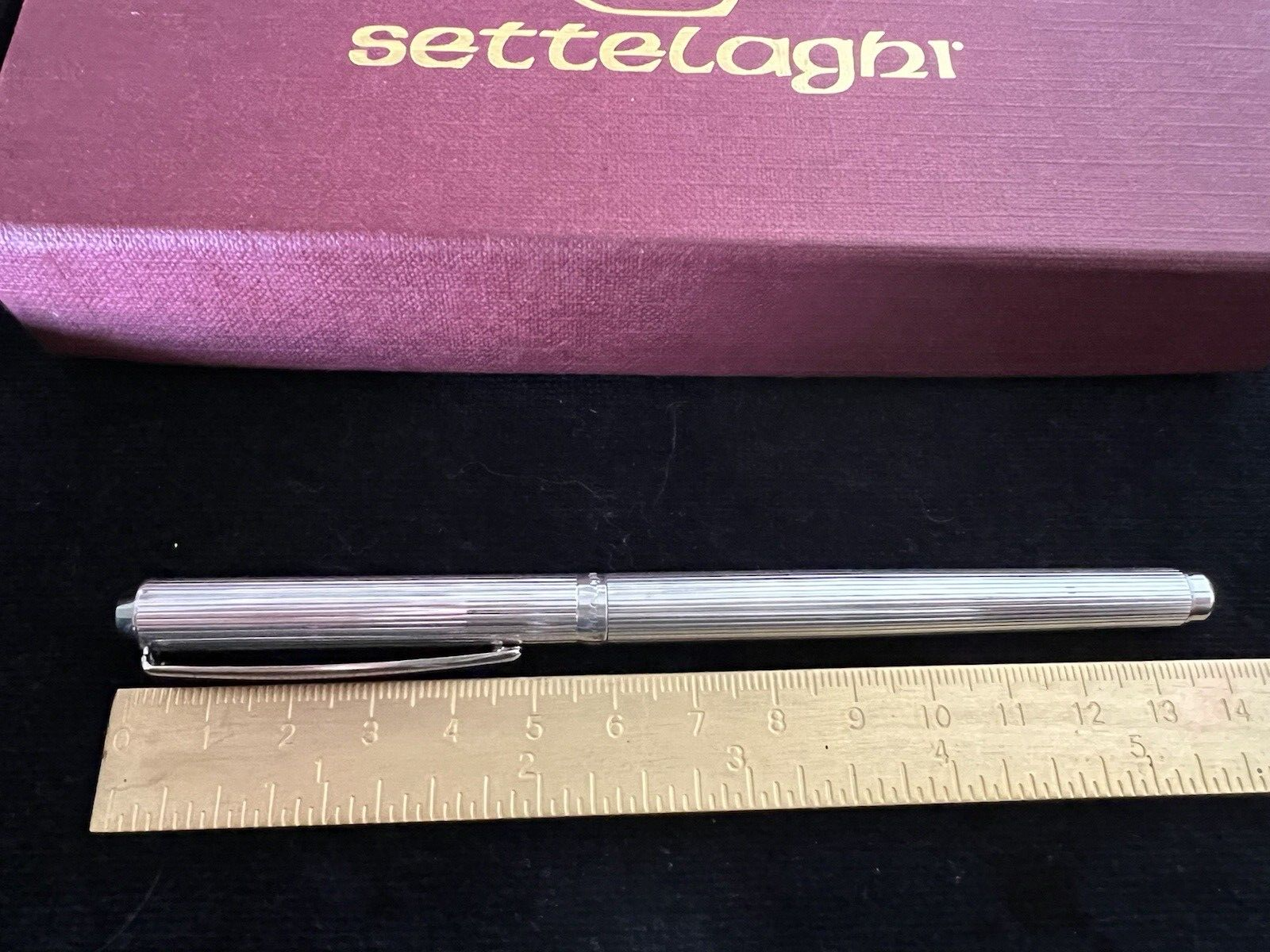 🔴 SETTELAGHI penna stilografica ARGENTO MASSICCIO 925 righe cartuccia scrive 5