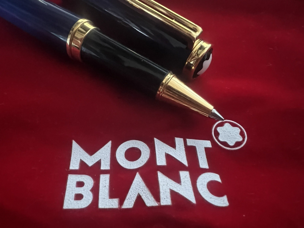 Montblanc Sphere Noblesse Oblige Blue Roller Trim Plated Gold With Pencil Case