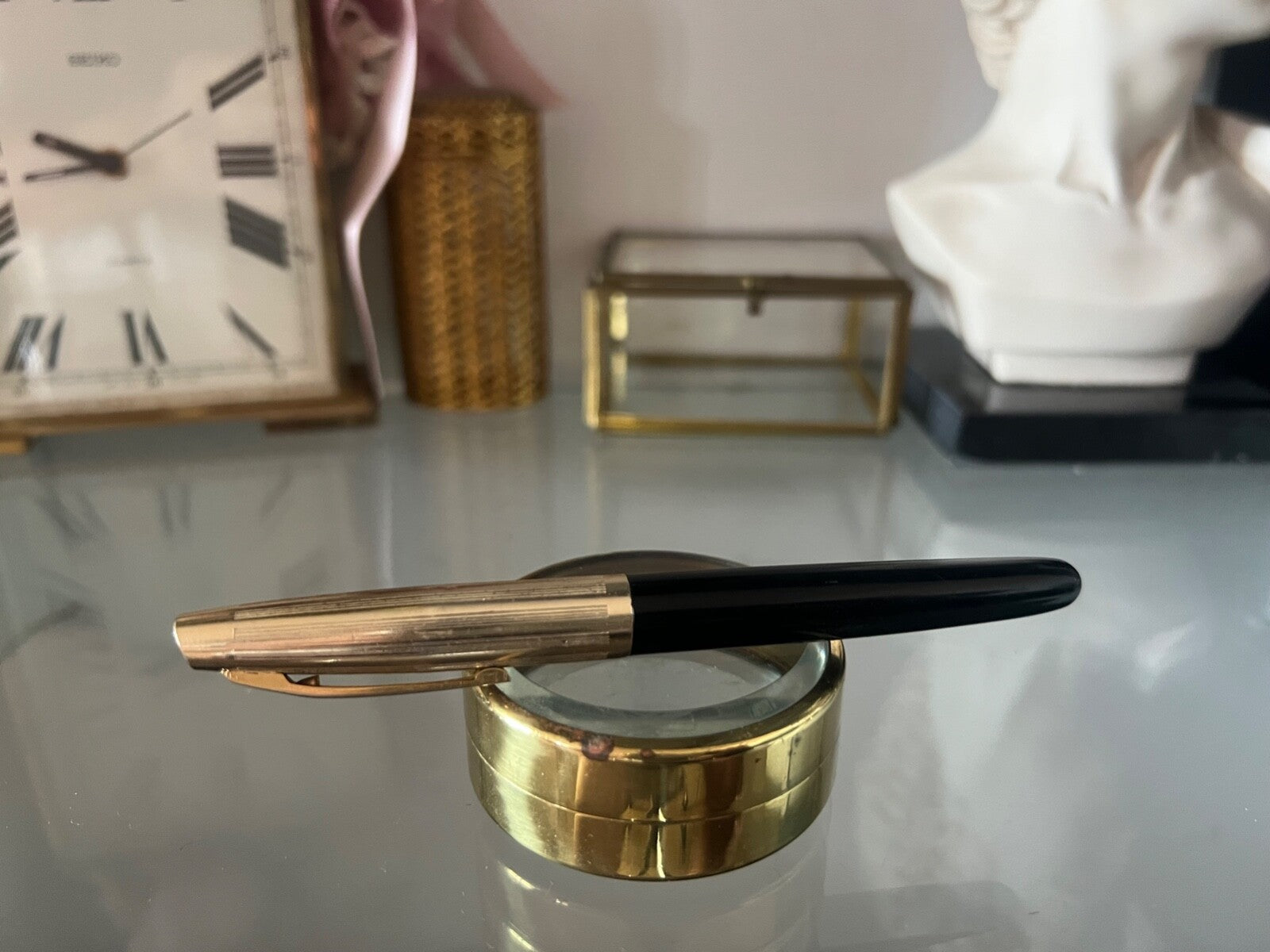 🔴 ASTER PISTON fountain pen black body Mercury nib Italian vintage 