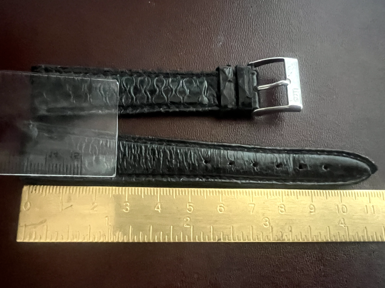 🔴 RENE' MARCHAL cinturino orologio uomo pelle nera effetto pitone 18 mm