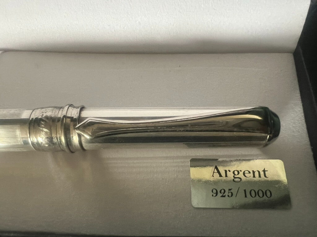 🔴 INFUSO penna sfera ARGENTO MASSICCIO 925 millerighe clip stilizzata mini