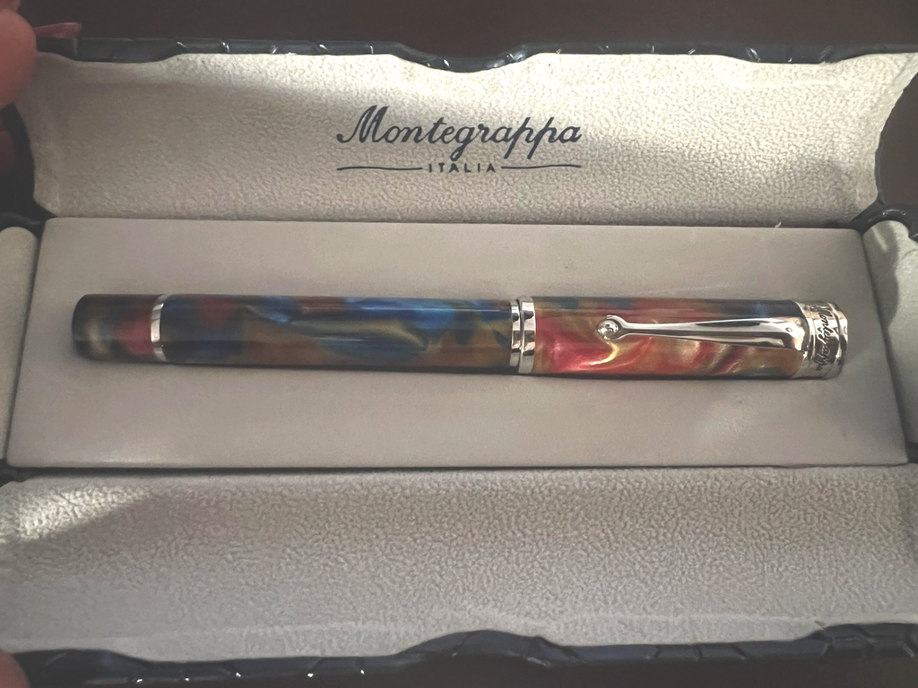 🔴 MONTEGRAPPA stilografica Ducale Murano resina iridescente pennino 1.5 Stub