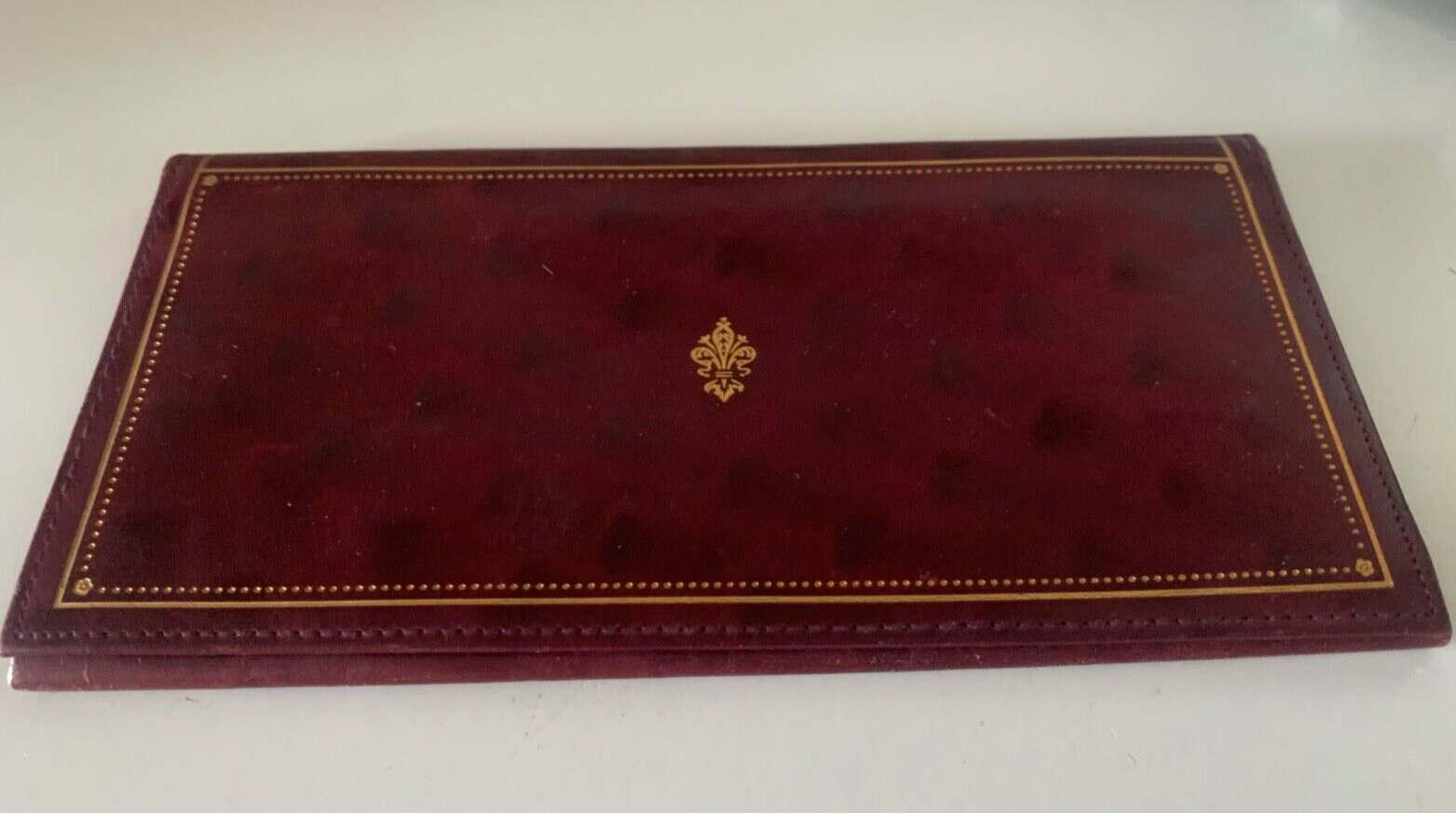 🔴 PORTAFOGLIO artigianale,porta assegni CASSETTO giglio Firenze pelle vintage