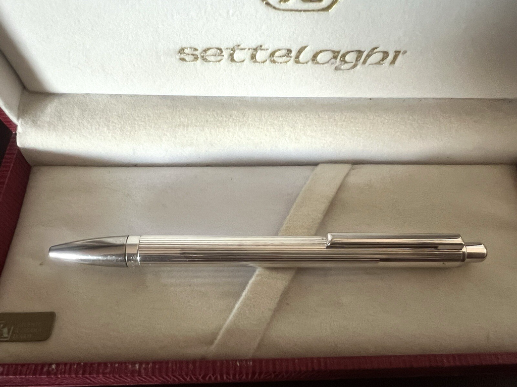 Settelaghi Stylo-Plume Sphère Argent 925 Massif Fenêtre Personnel Fort Poids 1