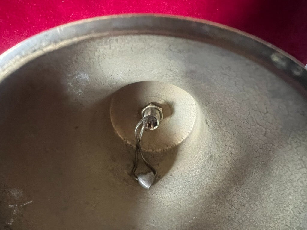 🔴 CAMPANA campanella metallo ottone da altare con cuore GRANDE h 12 cm vintage