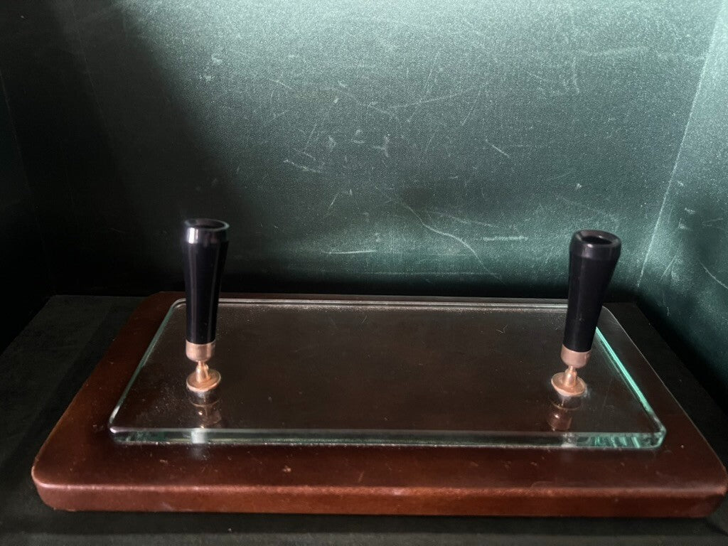 🔴 OMAS penna portapenne PELLE VETRO sfera stilografica stilofori 2 p vintage