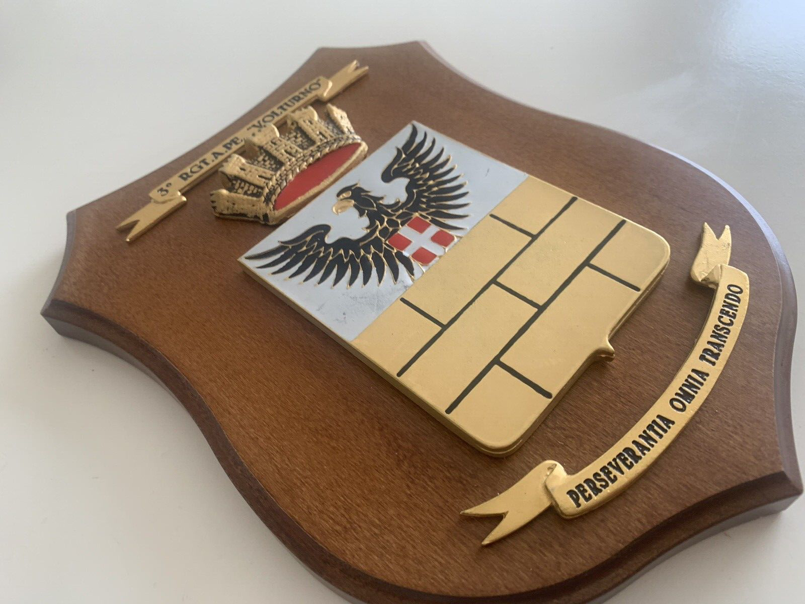 🔴 CREST MILITARE scudo legno vintage 3 Gruppo Missili Volturno