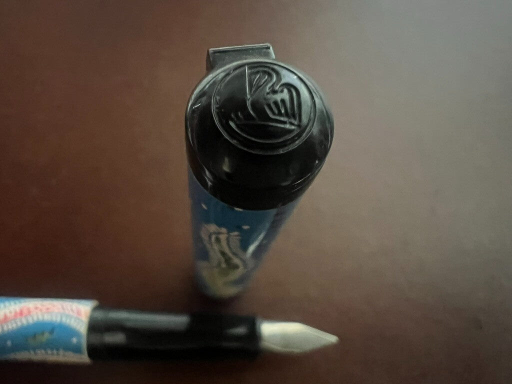 🔴 PELIKAN Moovie Film Blue Snake Füllfederhalter, unbenutzt, Vintage 