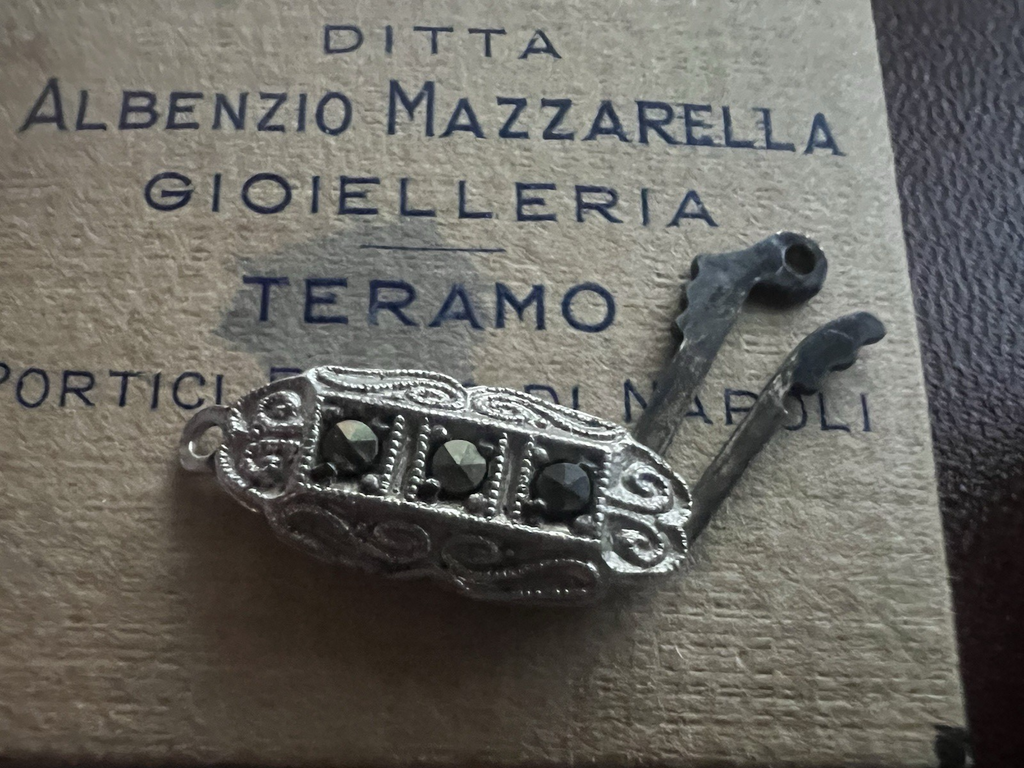 🔴 ARGENTO 925 chiusura collana gancio 1 filo con pietre vintage