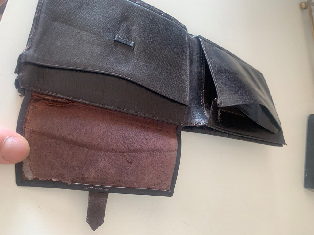 🔴 PORTAFOGLIO ARTIGIANALE uomo vera pelle COCCODRILLO, vintage