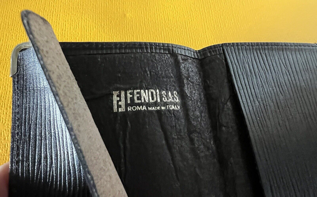 Fendi Porte-Documents Homme Tissu Citrouille Interne Cuir Original Vintage